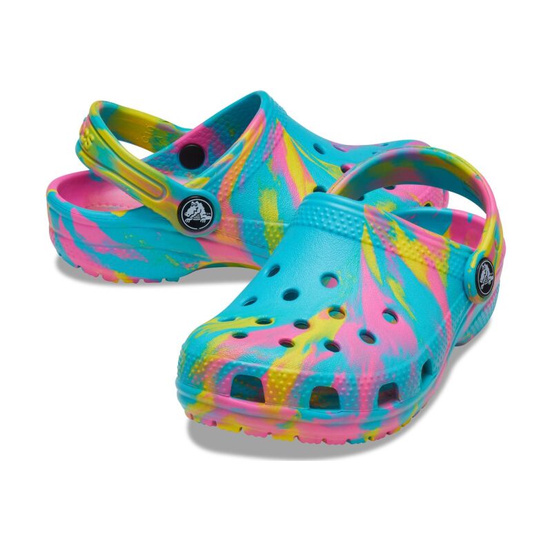 Crocs™ Classic Marbled Clog Kid's 206838 Digital Aqua/Multi