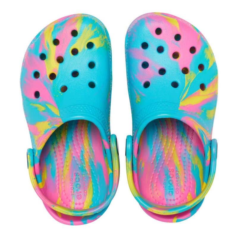 Crocs™ Classic Marbled Clog Kid's 206838 Digital Aqua/Multi