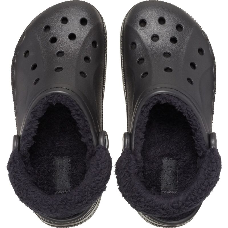 Crocs™ Baya Lined Fuzz Strap Clog Black/Black