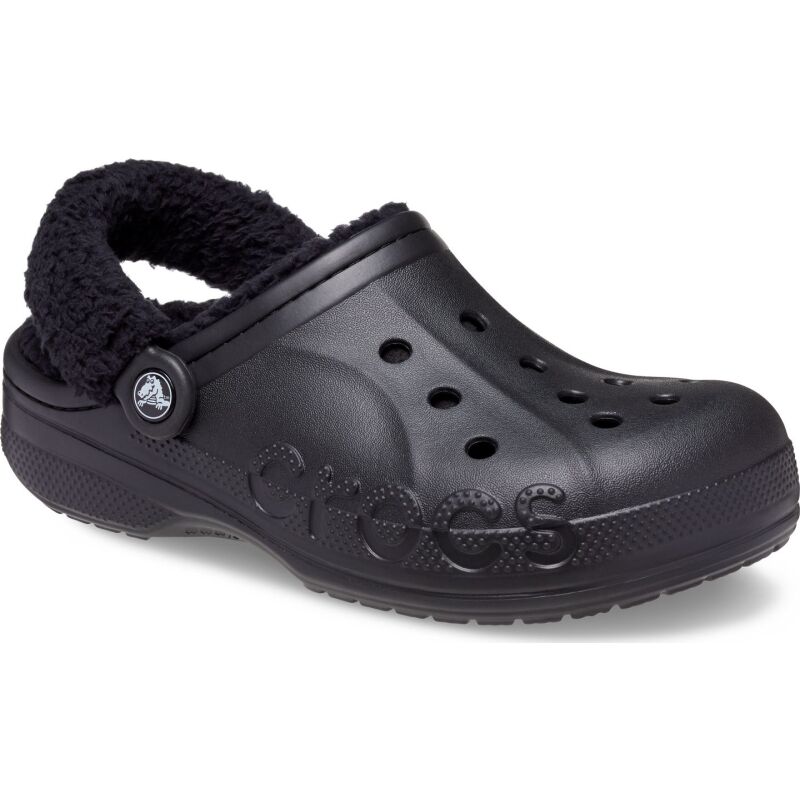 Crocs™ Baya Lined Fuzz Strap Clog Black/Black