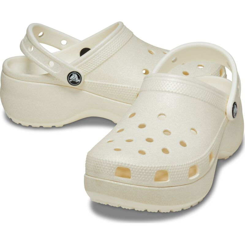 Crocs™ Classic Platform Glitter Clog Women's Chalk