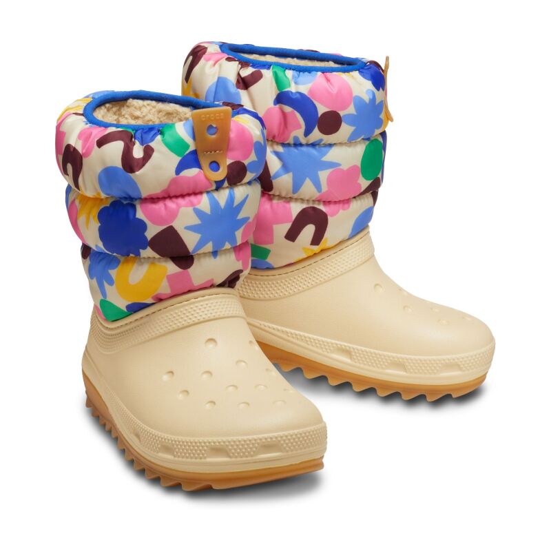 Crocs™ CLASSIC NEO PUFF GEO SHAPES BOOT KID'S Shitake/Multi