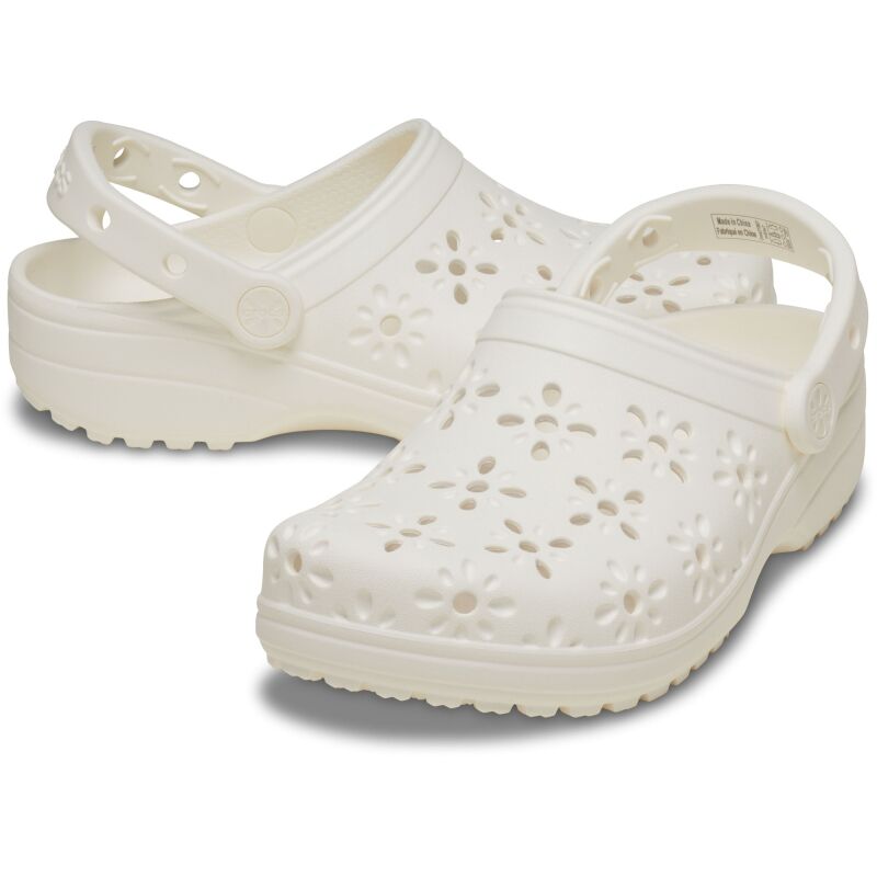 Crocs™ Classic Floral Cut Out Clog Chalk