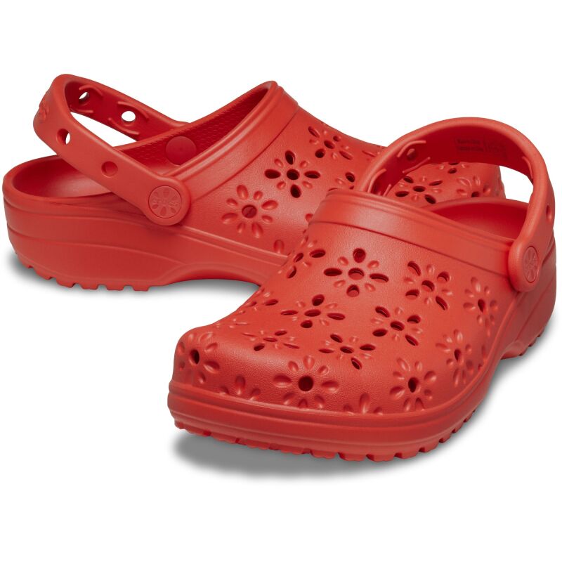 Crocs™ CLASSIC FLORAL CUT OUT CLOG Cherry Red