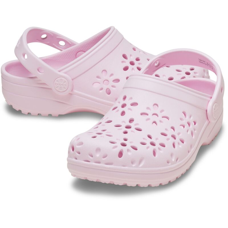 Crocs™ Classic Floral Cut Out Clog Kid's Pink Milk