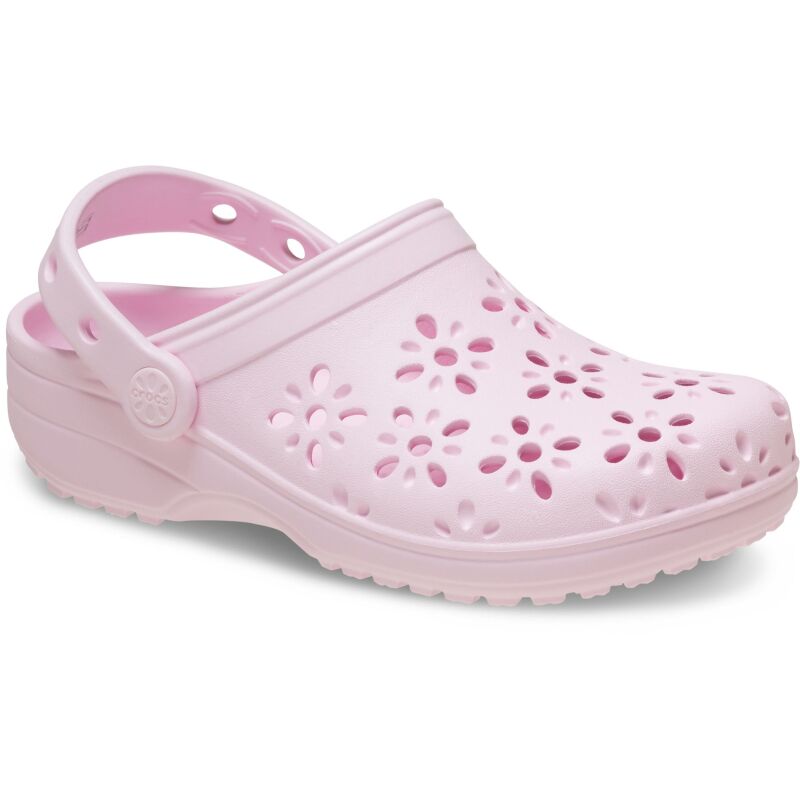 Crocs™ Classic Floral Cut Out Clog Kid's Pink Milk