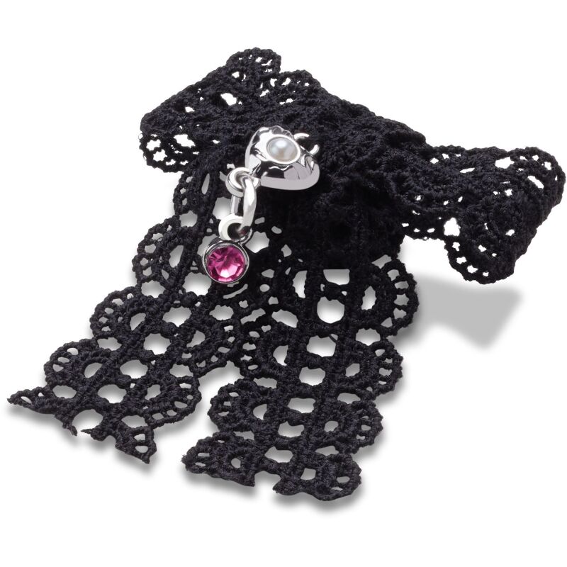 Crocs™ Jibbitz Black Lace Bow Silver Heart 198445127441 