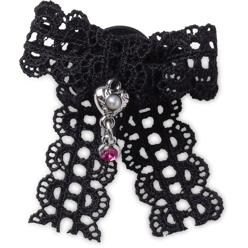 Crocs™ Jibbitz Black Lace Bow Silver Heart 198445127441 