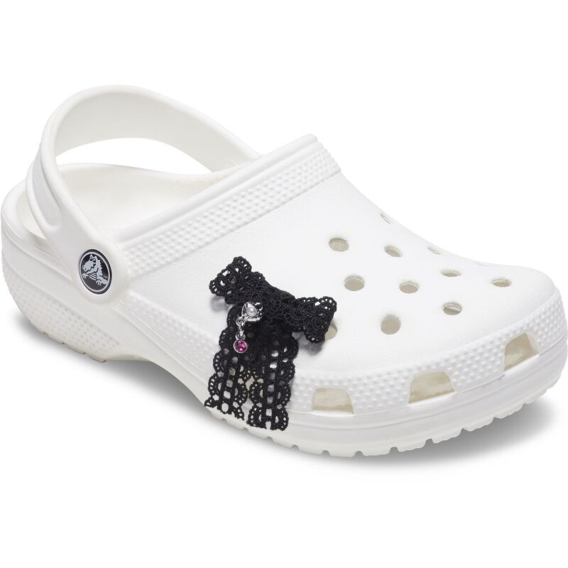 Crocs™ Jibbitz Black Lace Bow Silver Heart 198445127441 
