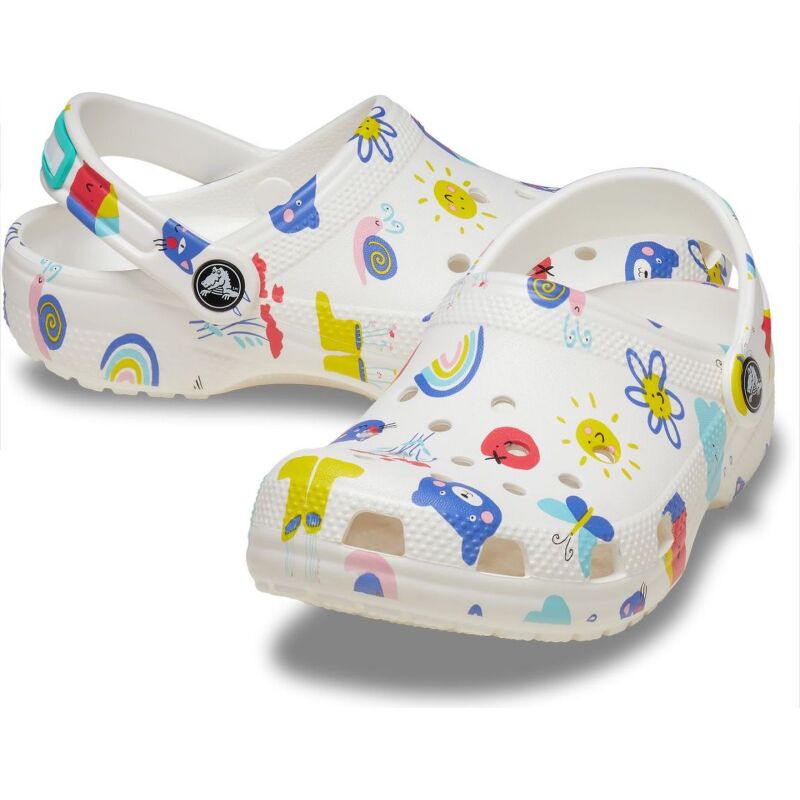 Crocs™ Classic Doodle Print Clog Toddler's White/Multi