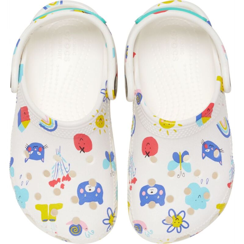 Crocs™ Classic Doodle Print Clog Toddler's White/Multi