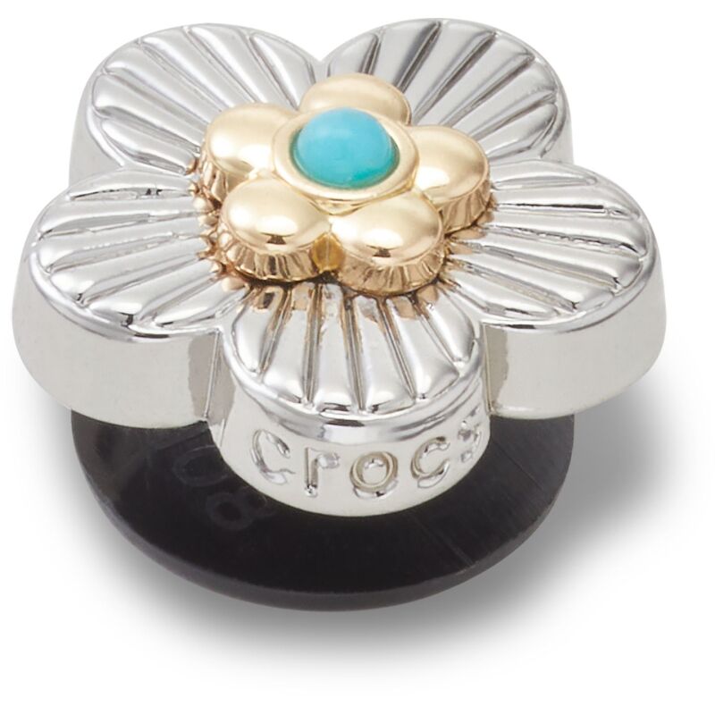 Crocs™ Jibbitz Silver Turquoise Flower 
