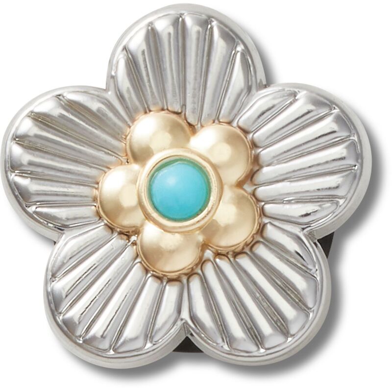 Crocs™ Jibbitz Silver Turquoise Flower 