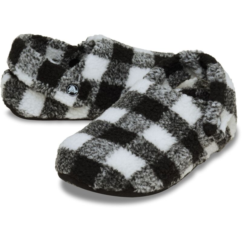 Crocs™ Classic Buff Check Cozzzy Slipper Black/White
