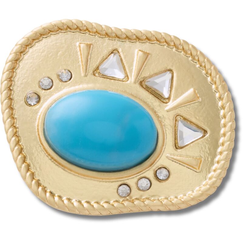 Crocs™ Jibbitz Gold and Turquoise Oval 