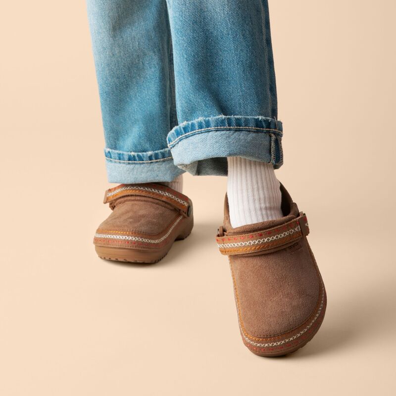 Crocs™ Classic Crafted Vegan Suede Stitch Clog Kids' Sepia