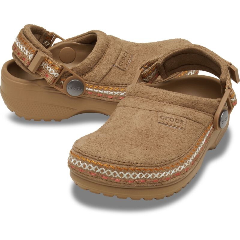 Crocs™ Classic Crafted Vegan Suede Stitch Clog Kids' Sepia