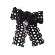 Crocs™ Jibbitz Black Lace Bow Silver Heart 198445127441 